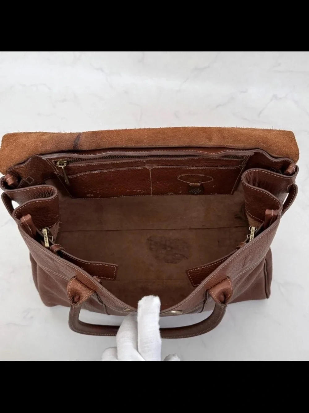Mulberry Brown Leather Bayswater-Style Satchel with Gold Hardware